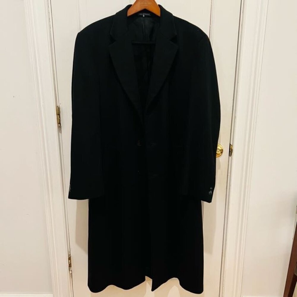 Faconnable Topcoat Men's 100% Cashmere Black Over Coat EUR 54 R US Size 44 R